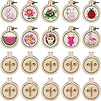 Vista 8 de Framendino, Paquete de 10 mini aros de madera para bordar círculos redondos de punto de cruz para bricolaje, llavero, marco