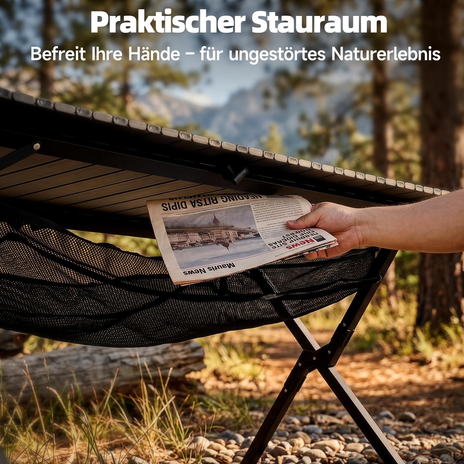 HAUSPROFI Campingtisch Klappbar 120x70x70cm Groß für 4-6 Personen, Klapptisch Aluminium 100 kg Belastbar, Falttisch mit Tragetasche, Outdoortisch Tragbar für Camping Picknick Garten Balkon, Schwarz