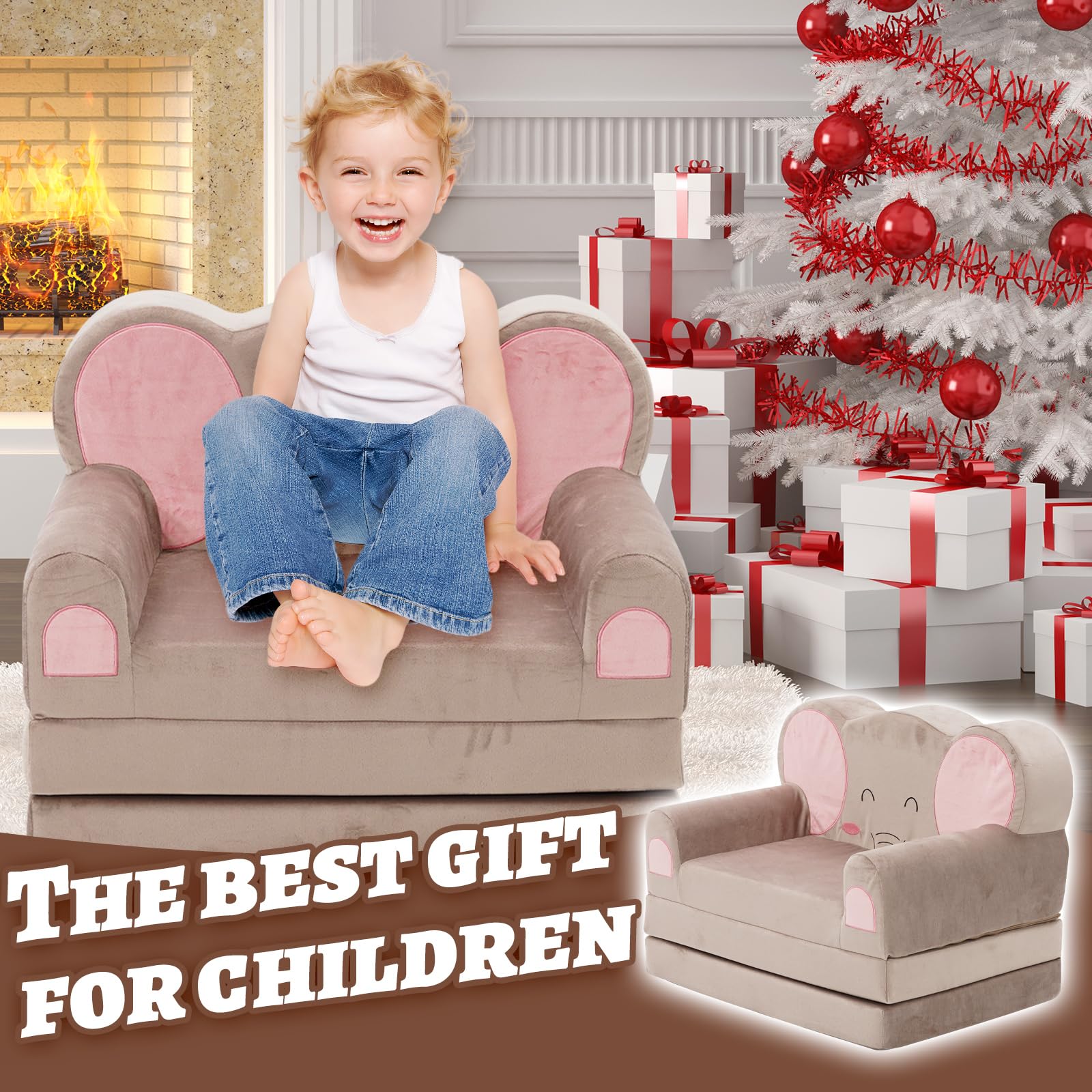 2 en 1 Canapés pour Enfants,Canapé Enfant Convertibleavec Housse de Canapé Amovible,Chauffeuse Enfant Convient aux Salons,Chambres et Salles de Jeux,comme Cadeau d'anniversaire pour Filles et Garçons