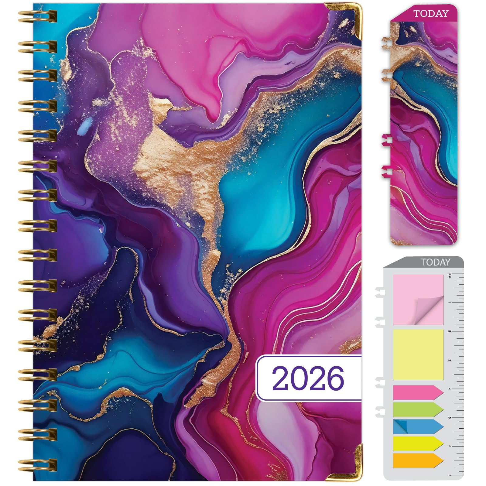 HARDCOVER 2026 Planner, 5.5"x8": 14 Months (November 2025 - December 2026), Daily Weekly Monthly Planner, Yearly Agenda, Bookmark, Pocket Folder and