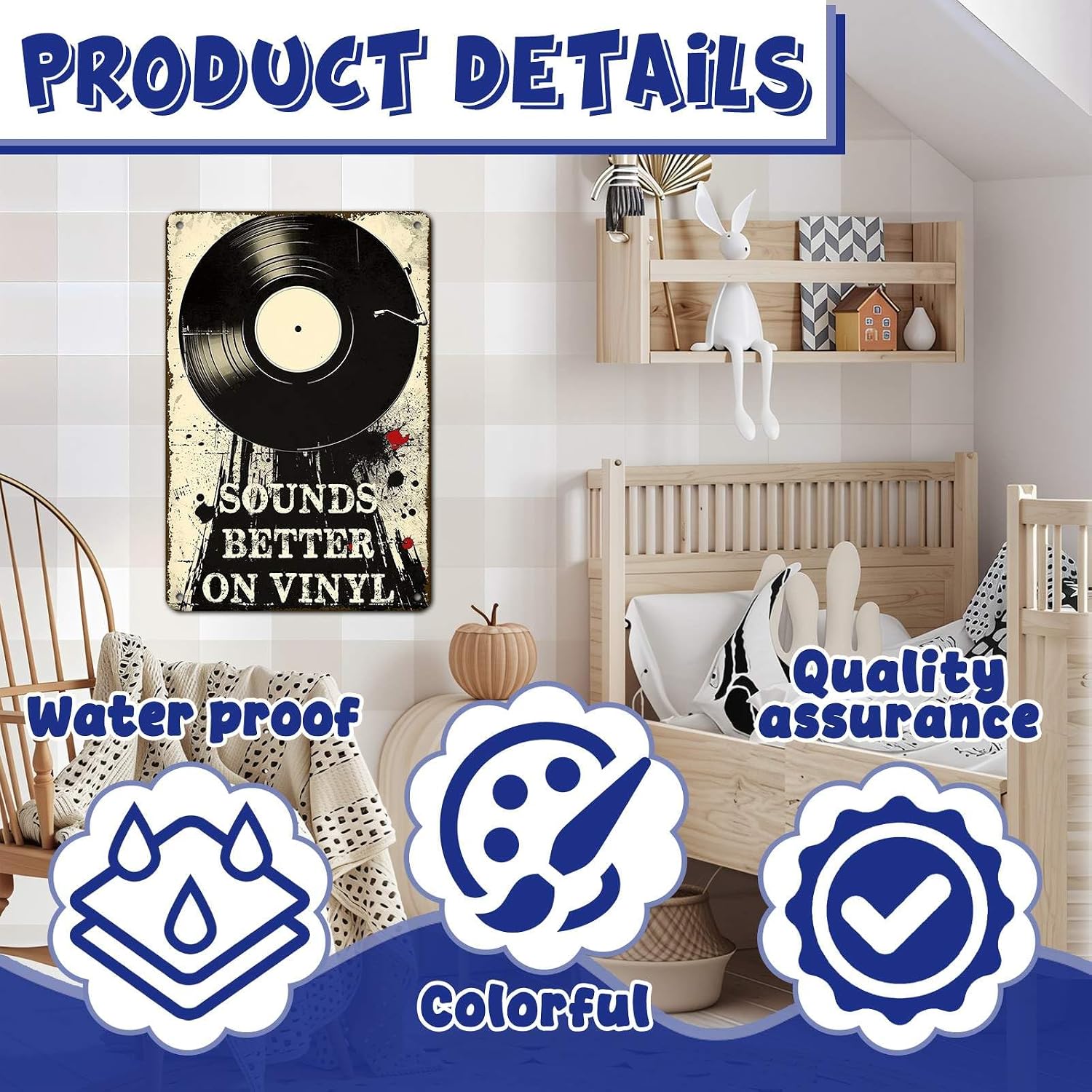 Vintage Vinyl Record Metal Signs Music Wall Decor Sounds Better on Vinyl Signs Retro Posters for Home Living Room Bedroom Cafe Bar 8x12inch image 3