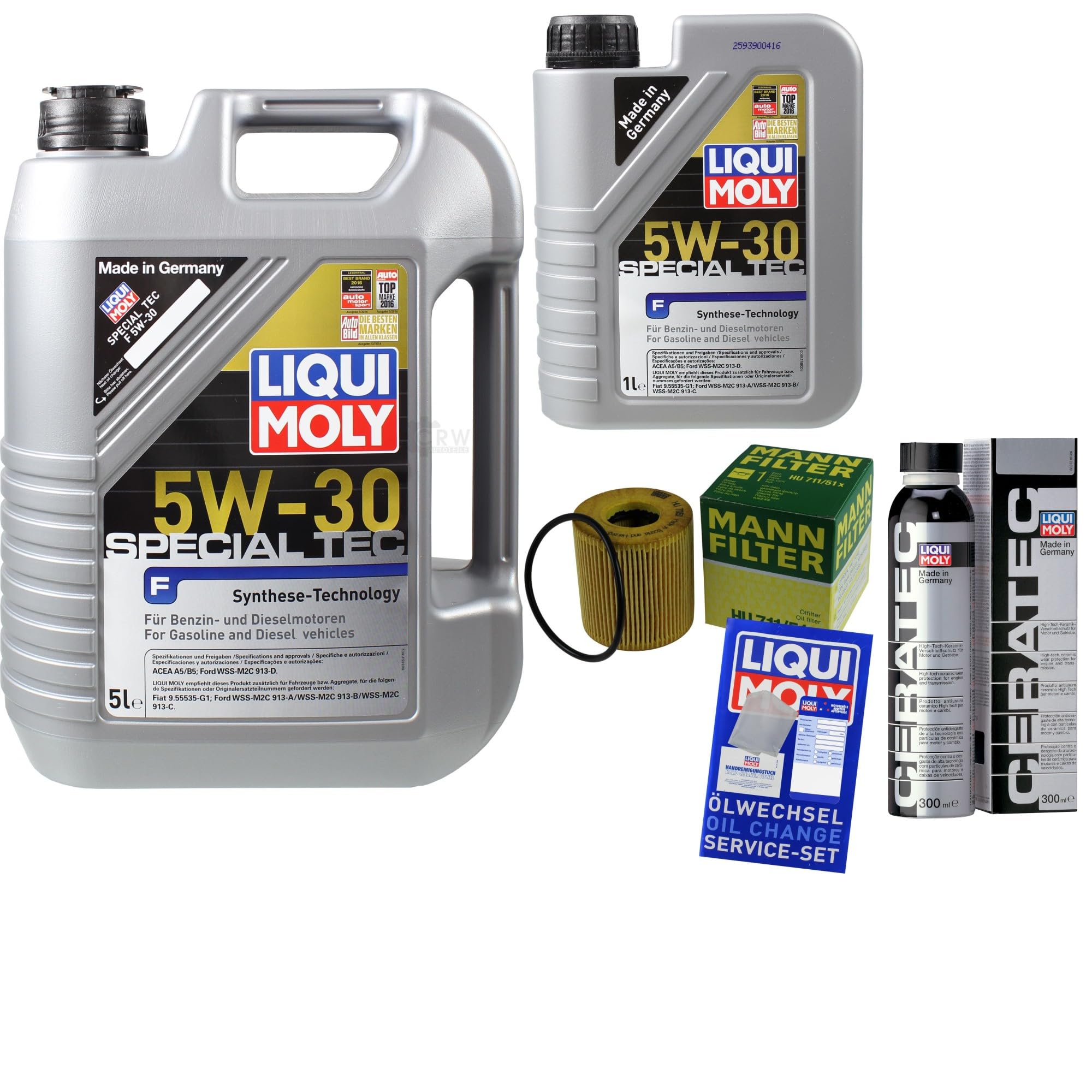 Inspektionspaket enthält 6 L Motoröl SPECIAL TEC F 5W-30 Ölfilter 300 ml Cera Tec Additiv für Kuga I DM2 2.0 TDCi 4x4 WA6 2.2