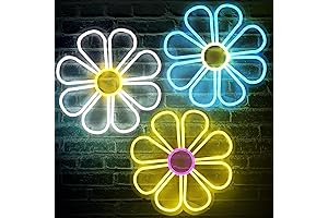 3 Pcs Large Neon Flowers Light Signs