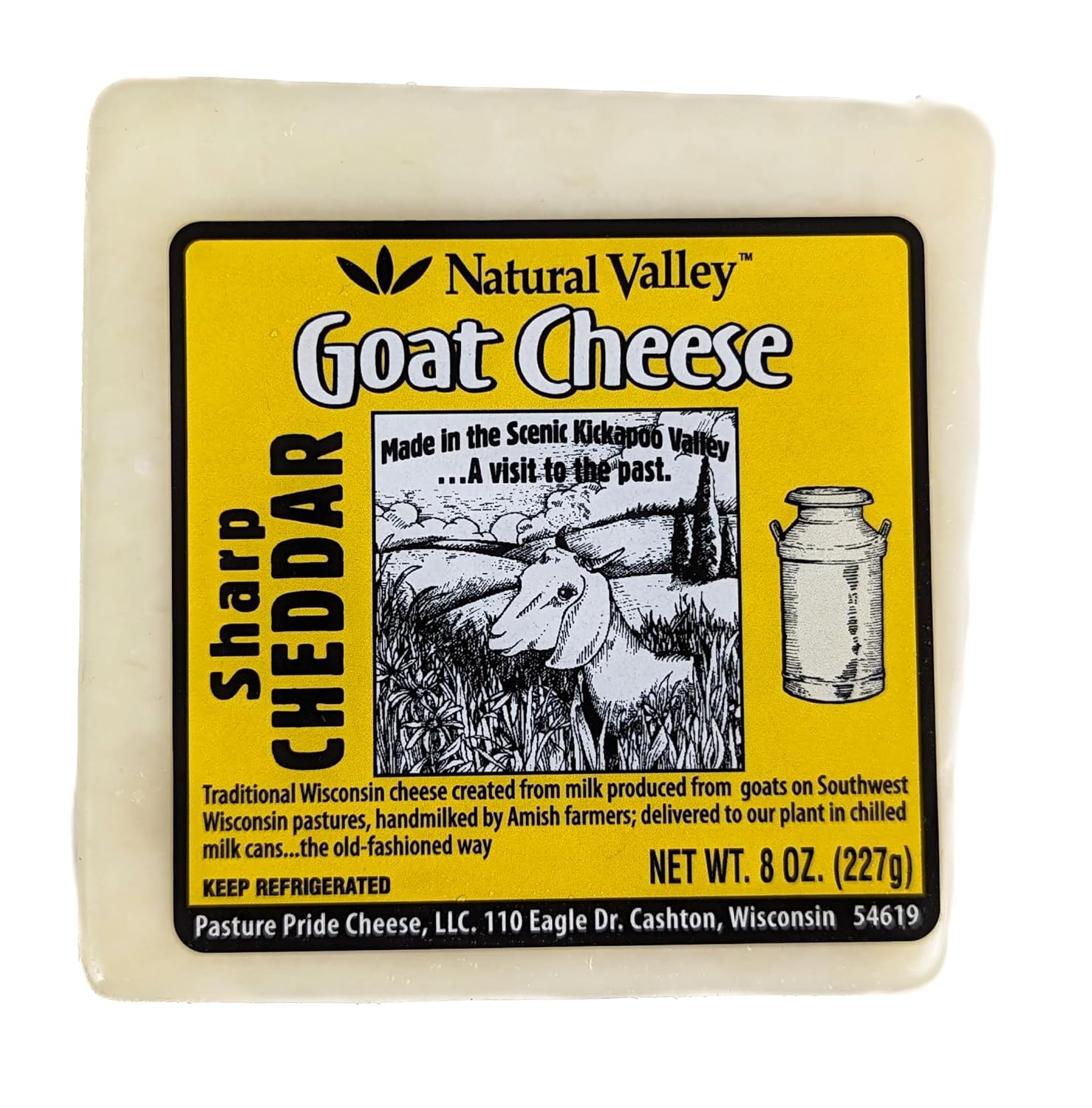 Amish Country Sharp Cheddar Goat Cheese 8 oz Blocks (Pack of 2) - Aged Tangy Handcrafted Organic Goat Milk
