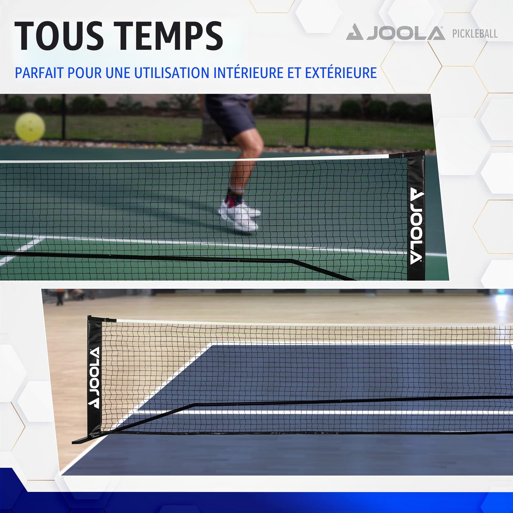JOOLA Pickleballnetz Pickleball Net mit Stahlrahmen, Strapazierfähiges PPVC-Netz, Outdoor/Indoor, INKL. Tragetasche 9 kg, Schwarz 670 cm x 91,44 cm