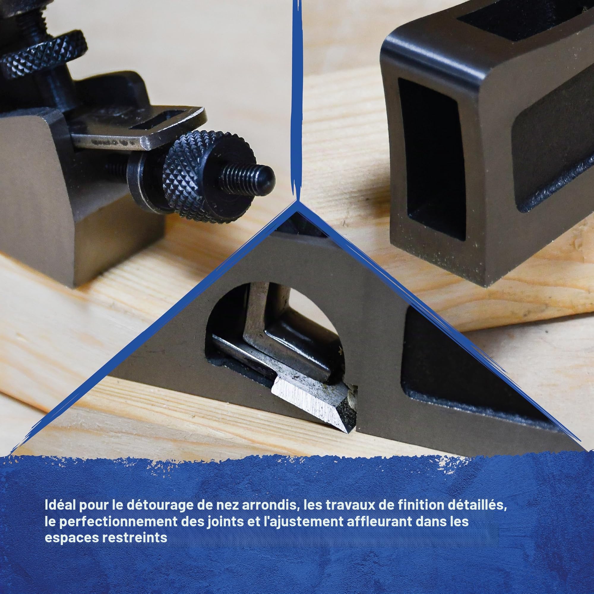 Rabot à feuillure Faithfull 3-en-1 à épaulement, arrondi et à ciseau dans un coffret en bois – Rabot à main multifonction avec base affûtée avec précision pour l'ébarbage et les travaux d'angle