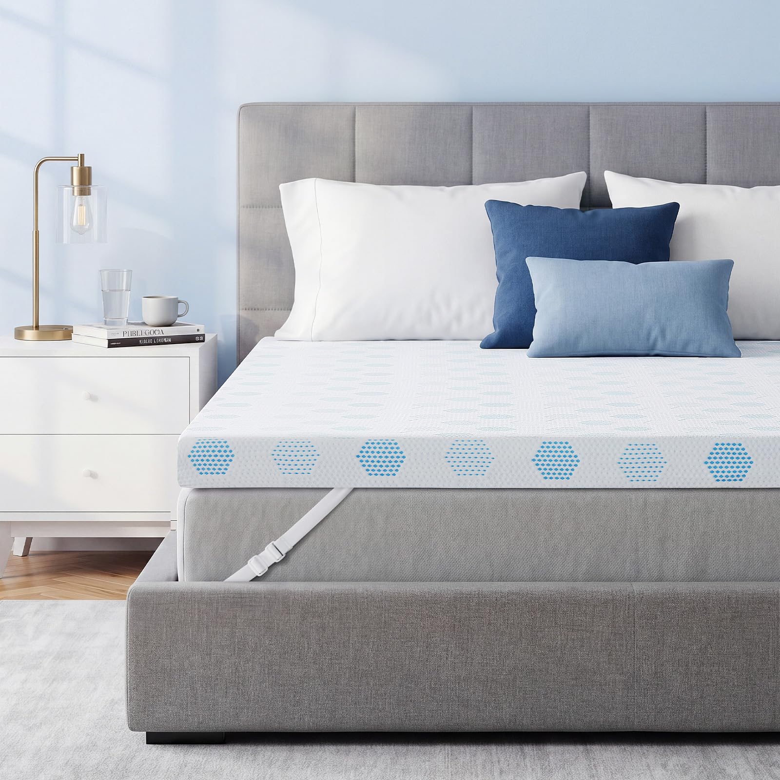 Matratzentopper 140x200 cm, 7 cm Gel-Memory-Schaum, atmungsaktiver Topper | Matratzen topper mit waschbarem Bezug, Spanngurten, Rutschfest, Mattress Topper für Boxspring, Schlafsofa, Wohnmobil, Betten