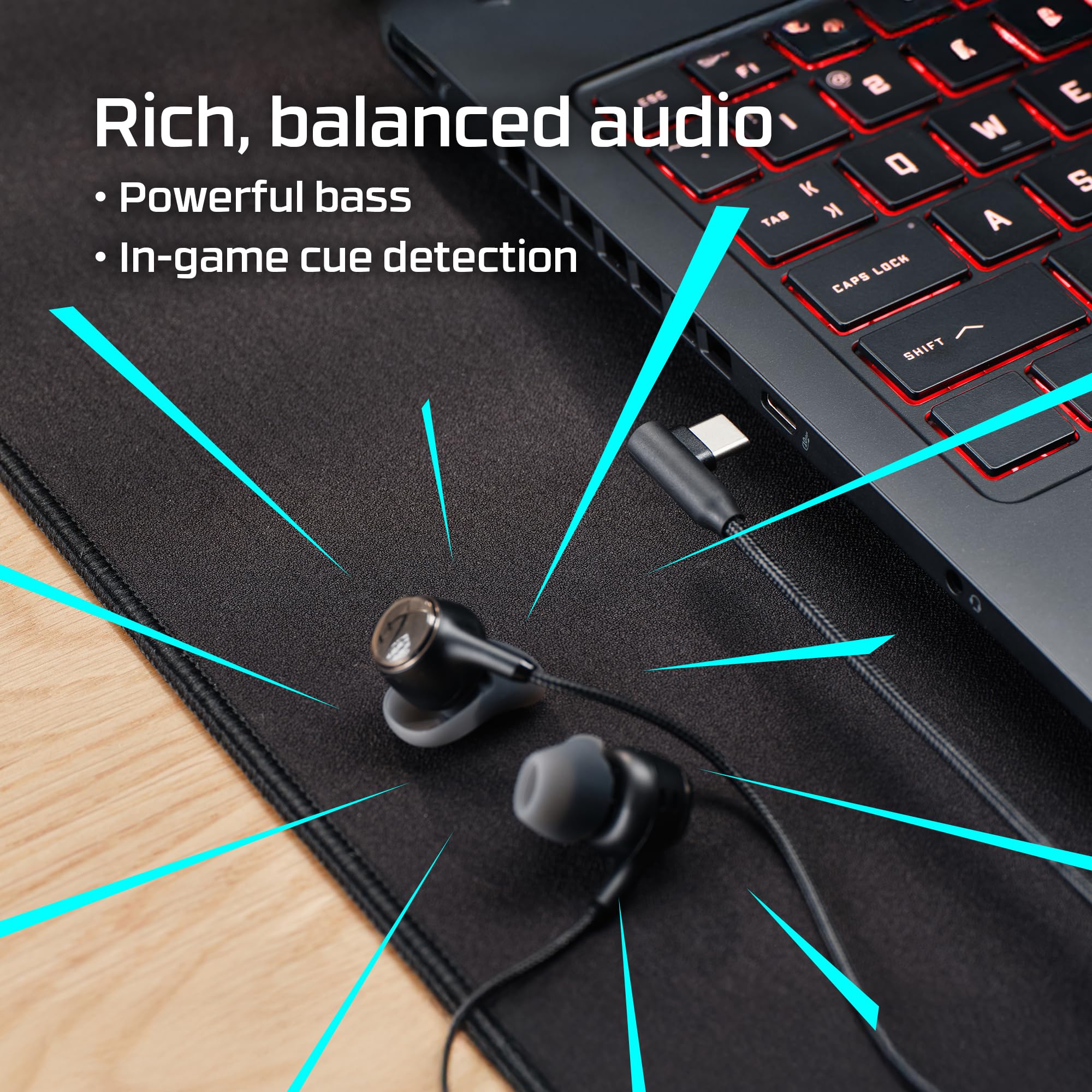 HyperX Cloud Earbuds III S - wieloplatformowy kabel USB, dźwięk przestrzenny, 4 rozmiary, mikrofon z redukcją szumów, czarny