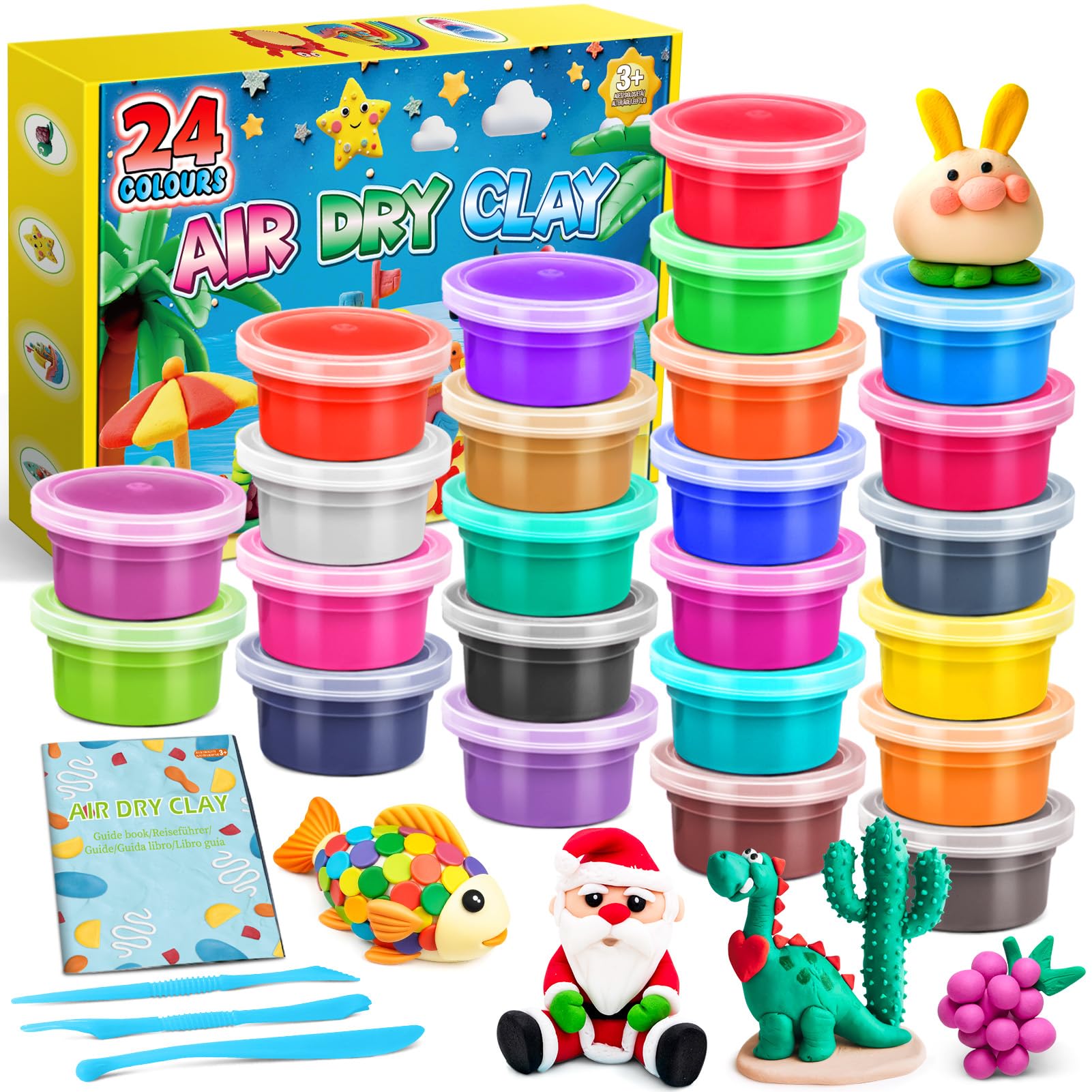 Air Dry Clay, 24 Colours Modelling Clay for Kids Craft Kit for Kids Boys Girls Toys