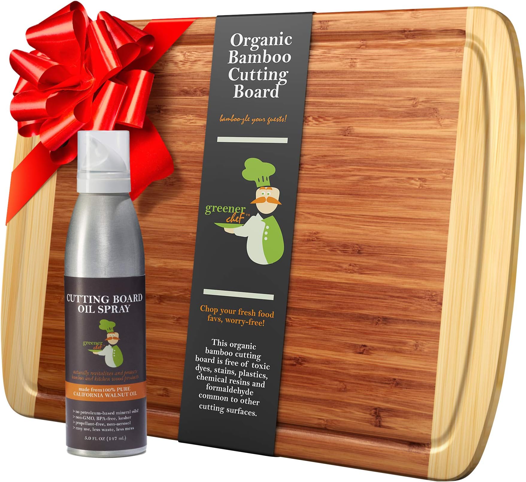 Extra Large Bamboo Cutting Board and Cutting Board Oil Set - Wooden Cutting Boards for Kitchen, Wood Cutting Board, Chopping Board and Chopping Block with Butcher Block Conditioner