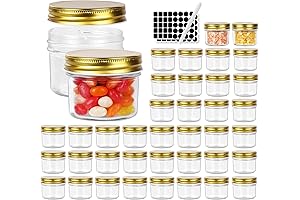 Betrome 4oz Clear Glass Jars with Golden Lids For Kitchen Storage