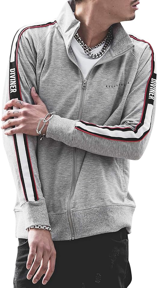 Amazon ディバイナー Diviner 袖ラインスタンドzipジャケット メンズ アウター ジャケット ジャージ Xxl M グレー コート ジャケット 通販