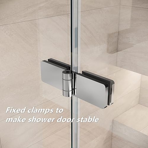 Miniatura 5 de Puerta de ducha de bañera de 36 x 55 pulgadas, puerta de baño con sello inferior, puerta de vidrio plegable y elevable, pantalla rectangular para