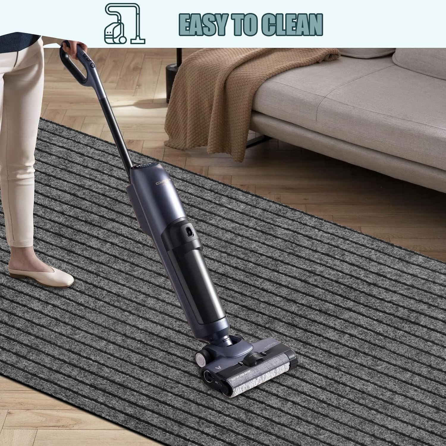 Runner Rug 2 ft x6 ft, Outdoor/Indoor Rug with Rubber Backing Non Slip for Hallway, Kitchen, Patio, Laundry, RV, Entryway, Garage, Bathroom, Area Rug Carpet, Grey Strip, Customizablees - Image 6