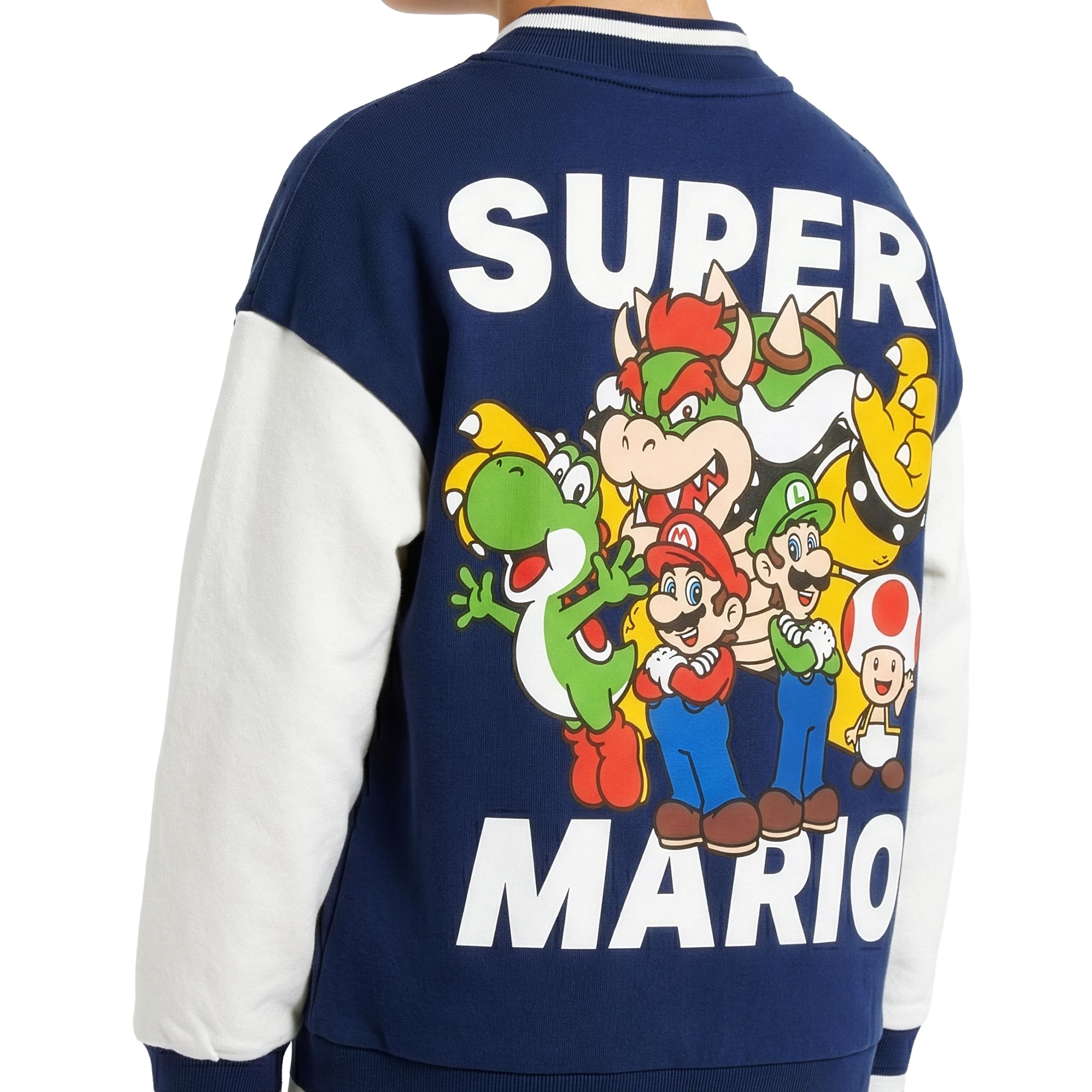 Super Mario Blouson Bombardier pour Garçon, blouson garçon avec Mario, Luigi, Bowser et Yoshi, veste enfant garcon