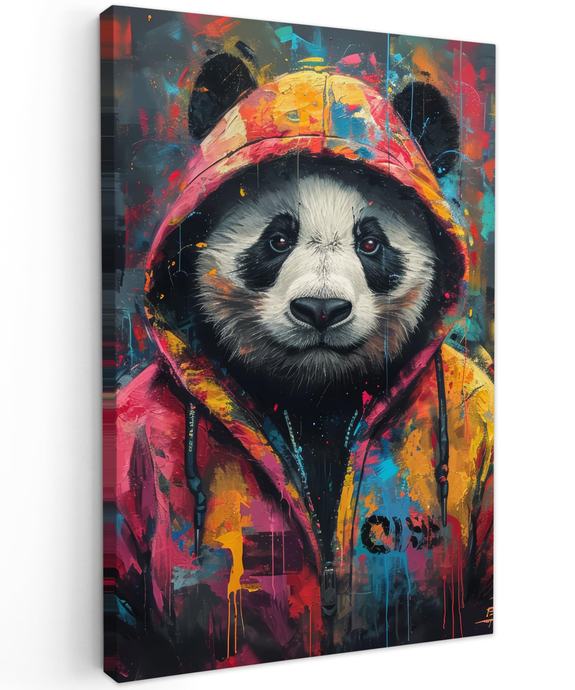 Muchowow Graffiti - Panda Muchowow© Canvas Wall Art Work 16"X24" / 40X60 Cm Room Decor Painting Wallfillers Picture Decoration Prints - Coat - Colourful - Banksy