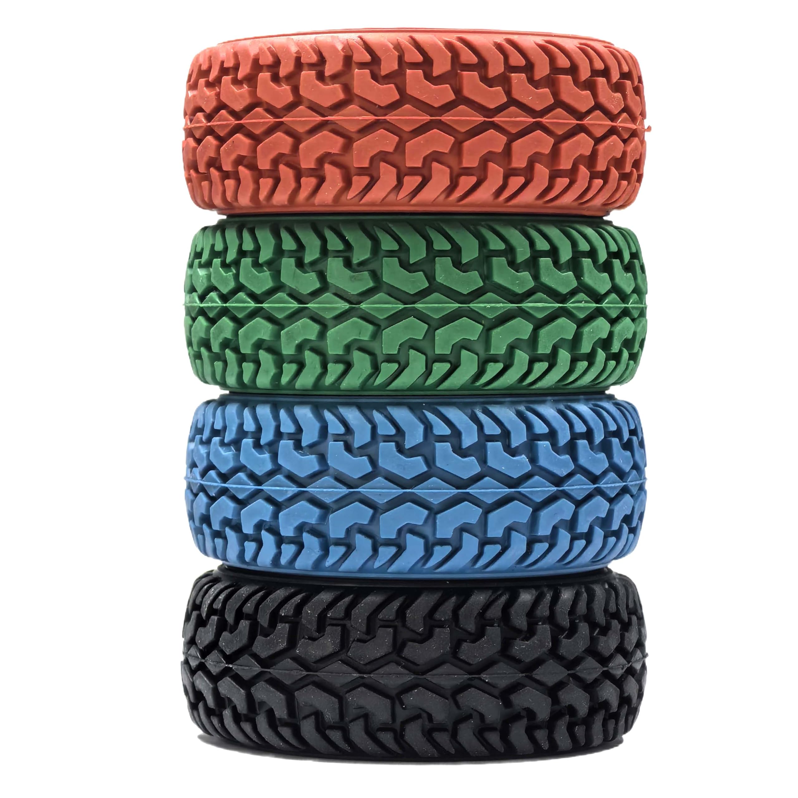 Pneumatici In Gomma E Ruote In Plastica Per Auto RC 1/10 E 1/16 – 75 Mm, 6 Raggi, Esagono 12 Mm – 4 Pezzi (Verde)