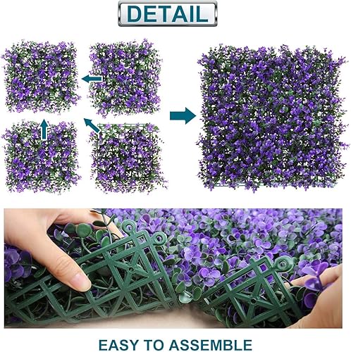 Miniatura 3 de COARBOR Paquete de 6 paneles artificiales de lavanda de 20 x 20 pulgadas, valla de fondo de seto, valla de privacidad, valla decorativa perfecta