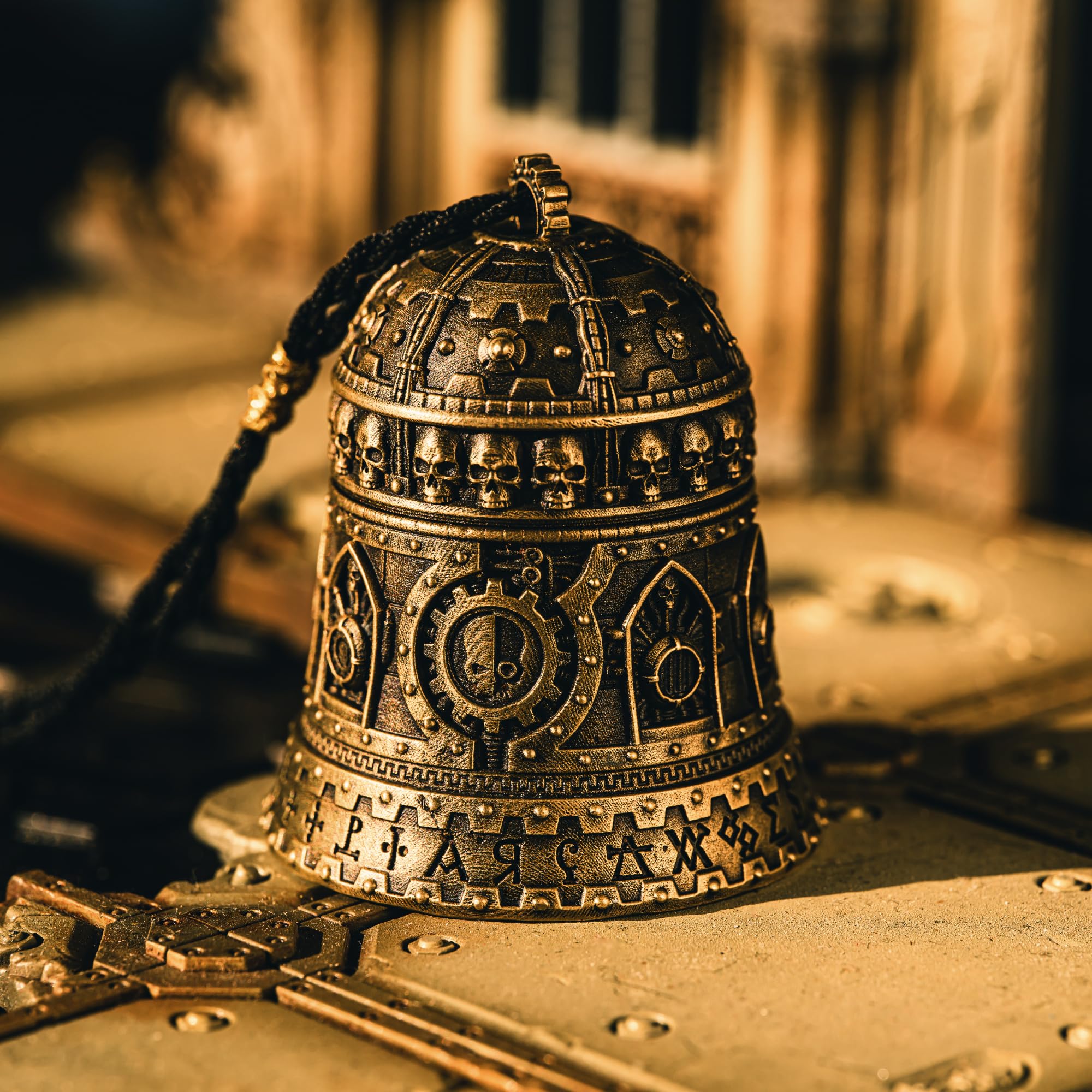 Starforged Warhammer 40K Domination Bell of Ominissah Adeptus Mechanicus Kupfer Anhänger Sonstiges Schwarz Geflochtenes Seil