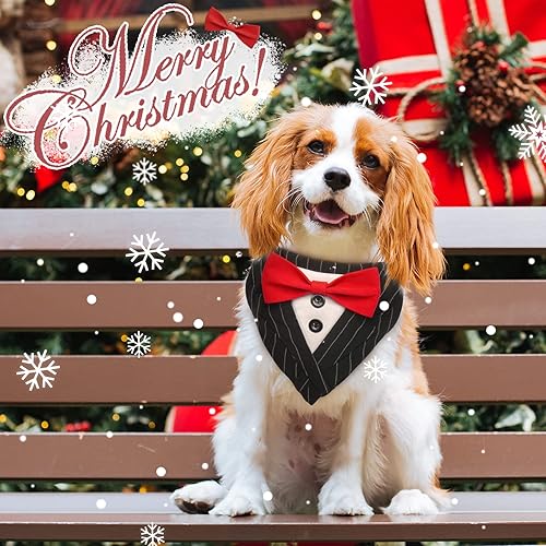 Miniatura 6 de IECOii Esmoquin para perro, bandana formal para perro, atuendo de boda para perros pequeños, medianos y grandes, collar de esmoquin con pajarita,
