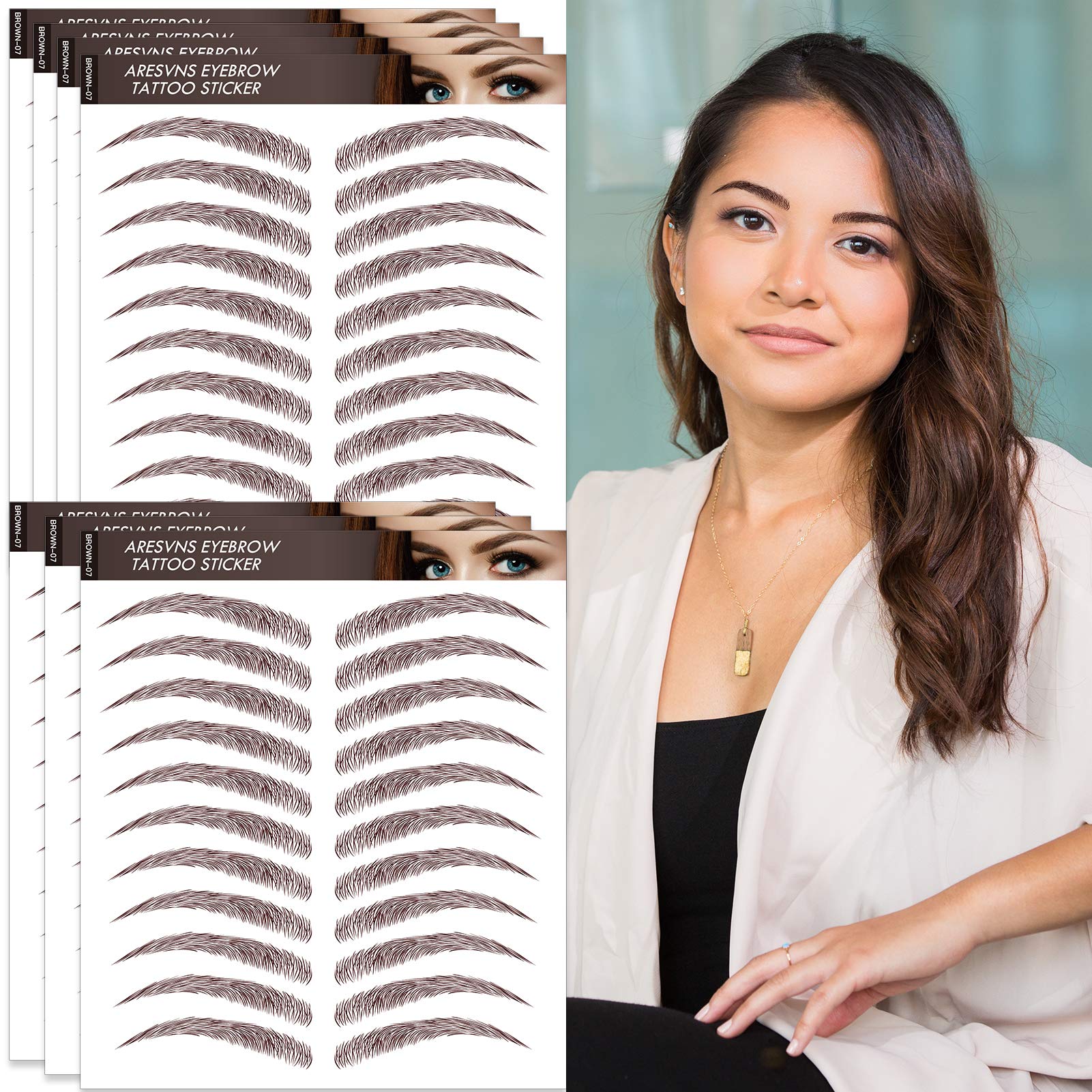 Tatuaje de cejas, 77 pares. Ceja de tatuaje auténtica 4D recién mejorada, popular calcomanía de transferencia de cejas marrón rojizo para mujeres y niñas, tamaños adecuados, impermeable y de larga