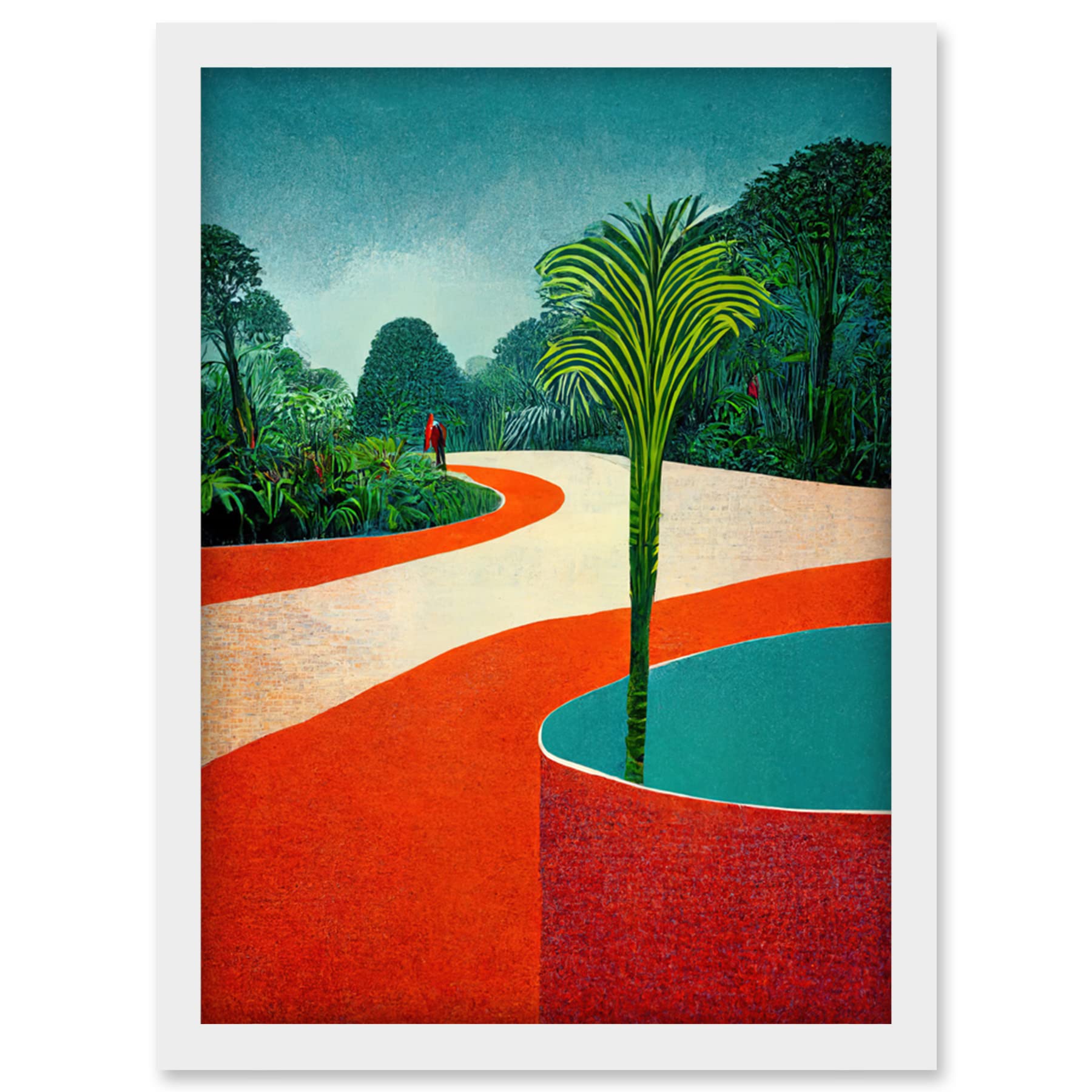 Doppelganger33 LTD Modern Abstract Orange Jungle Artwork Framed Wall Art Print A4