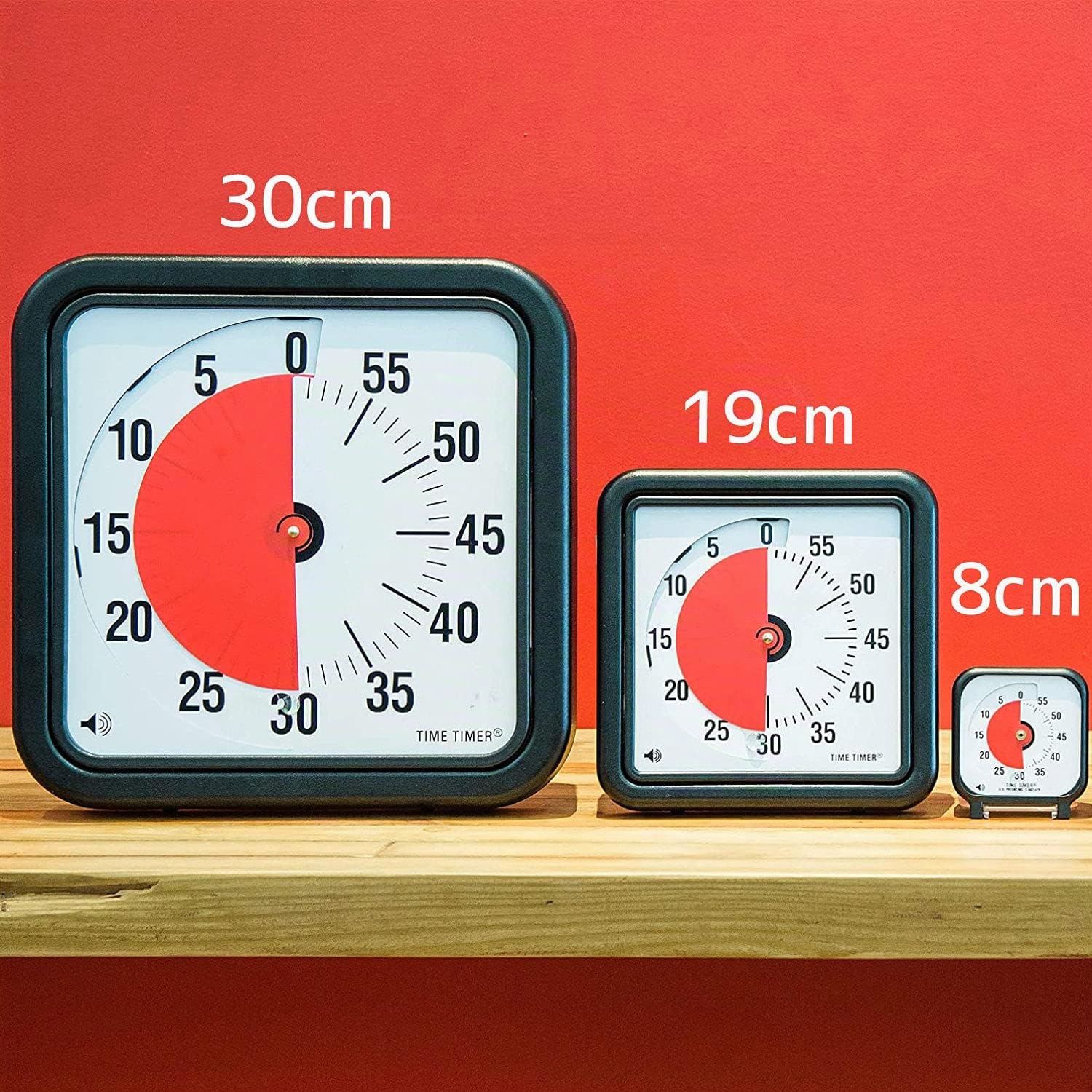Time Timer Original Large 30x30 cm; 60-minuten visueller Timer - Countdown-Uhr für Klassenzimmer oder Besprechungen für Kinder und Erwachsene (schwarz)