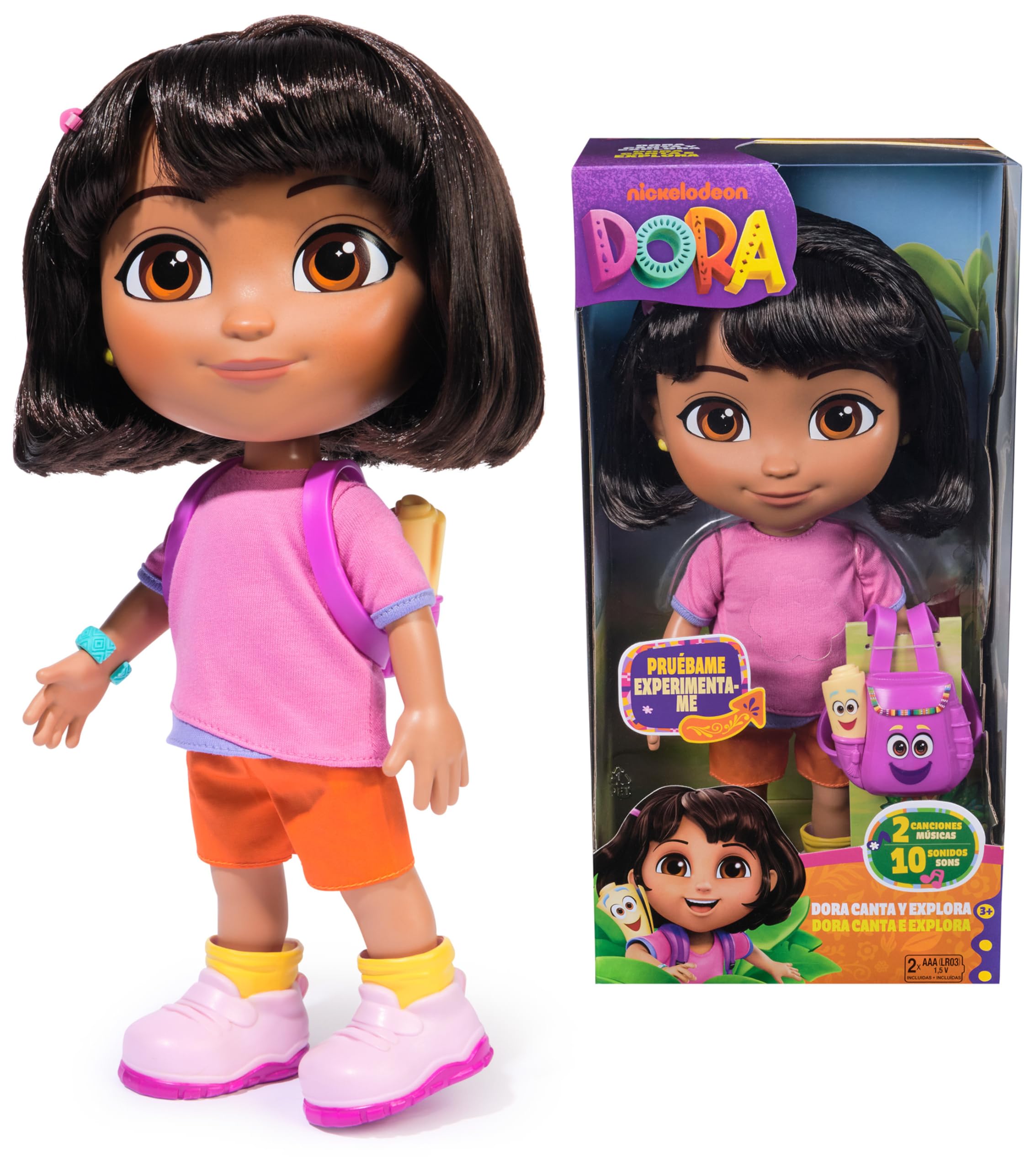 DORA LA EXPLORADORA - Muñeca Dora Canta y Explora: con Canciones, Efectos de Sonido y Frases Bilingües + Accesorios - 6073379 - Juguetes Niña 3 años + - Regalo Niña 3 años + - Juegos Infantiles