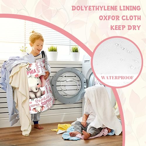 Miniatura 5 de ZOE DAVISON Cestas de lavandería personalizadas de elefante, regalos personalizados de elefante, cesta de lavandería con nombre personalizado para