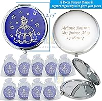 Vista 2 de Recuerdo de fiesta personalizado (12 piezas) Sweet XV, Sweet Dieciséis 18 Cumpleaños Quinceañera, Mis 15 años Mis Membrillo Años Espejo compacto