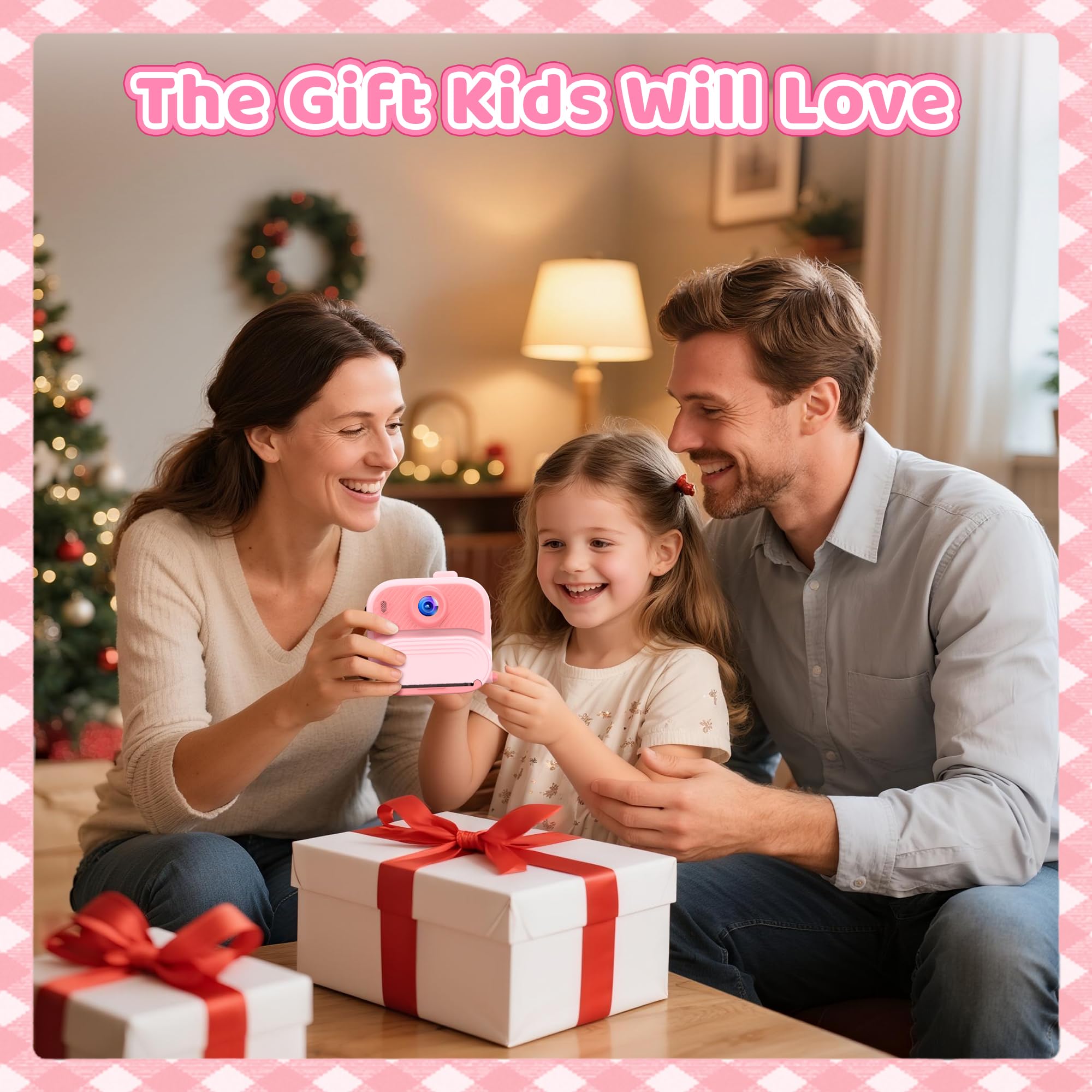 Macchina Fotografica Bambini Istantanea: Giochi Camera per 3 4 5 6 7 8 9 10 11 12 Anni - Regalo Natale per Bambina Gioco Compleanno - Fotocamera Digitale con 32GB Scheda - Idee Instant Fotocamera Rosa