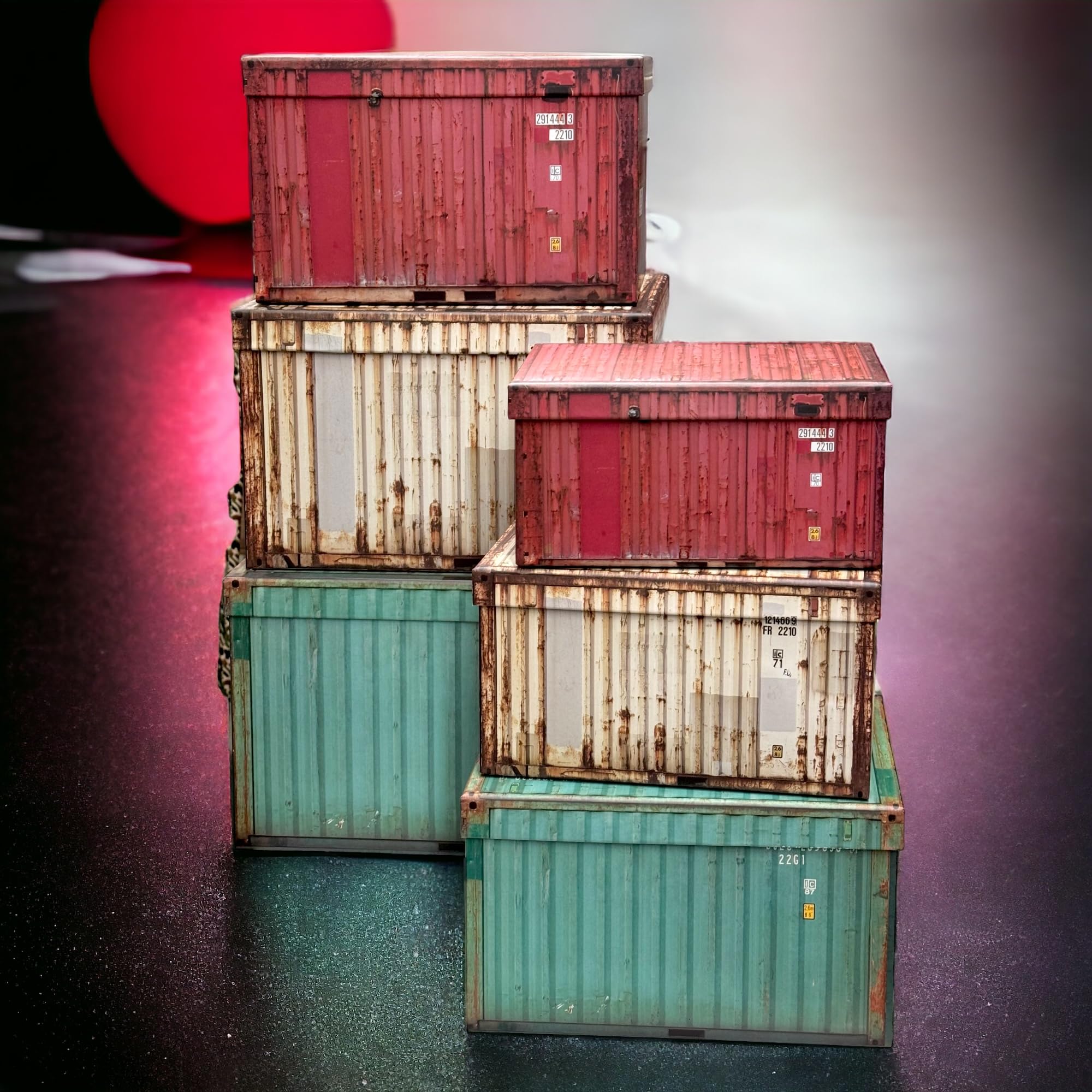MIJOMA Opbergdozen Scheepscontainer Design - 10 Stuks - Industriële Stijl