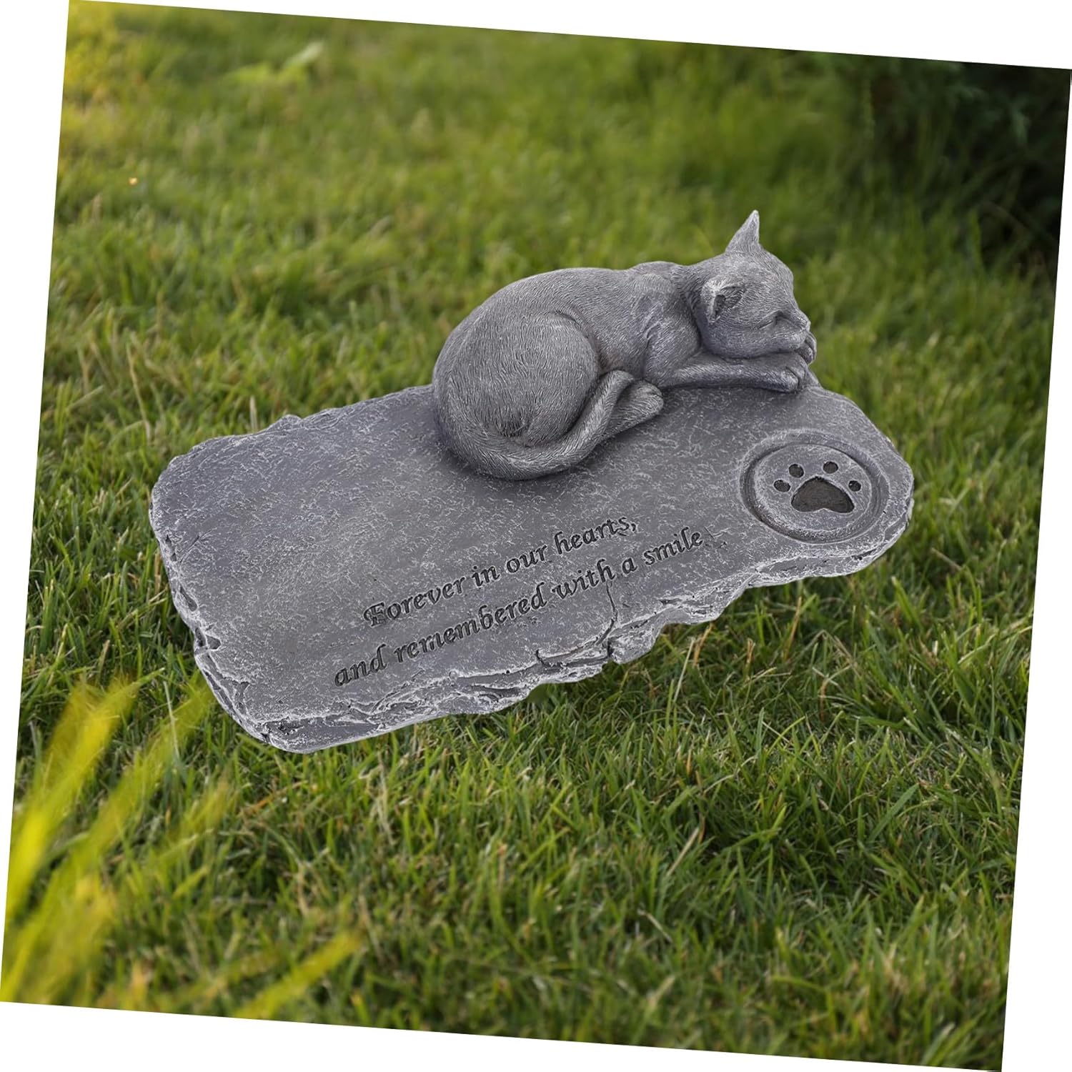 Pet Memorial Stone Cat Tribute Statue for Garden and Outdoor Use Weather-Resistant Cat Tombstone Grave Marker to Comfort Loss and Honor Memories
