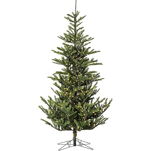 Vickerman 9' Alberta Spruce Artificial Christmas Tree, Warm White Dura-lit LED Lights - Lifelike Indoor Seasonal Home Decor - Maintenance Free Faux Spruce Christmas Tree
