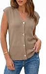 Tendance Arach&Cloz 2026 Chandails de printemps pour femmes Laine Blend V Bouton d'été Bouton de cou