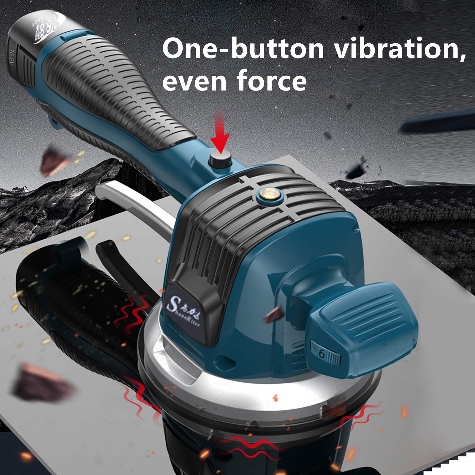 Fliesenvibrator, Fliesenfliesenmaschine 100 kg Superstarke Adsorptionskapazität 6-Gang Einstellbar Eingebauter Lithium-Akku, Fliesen Fliesenmaschine Fliesen Vibrationsgerät