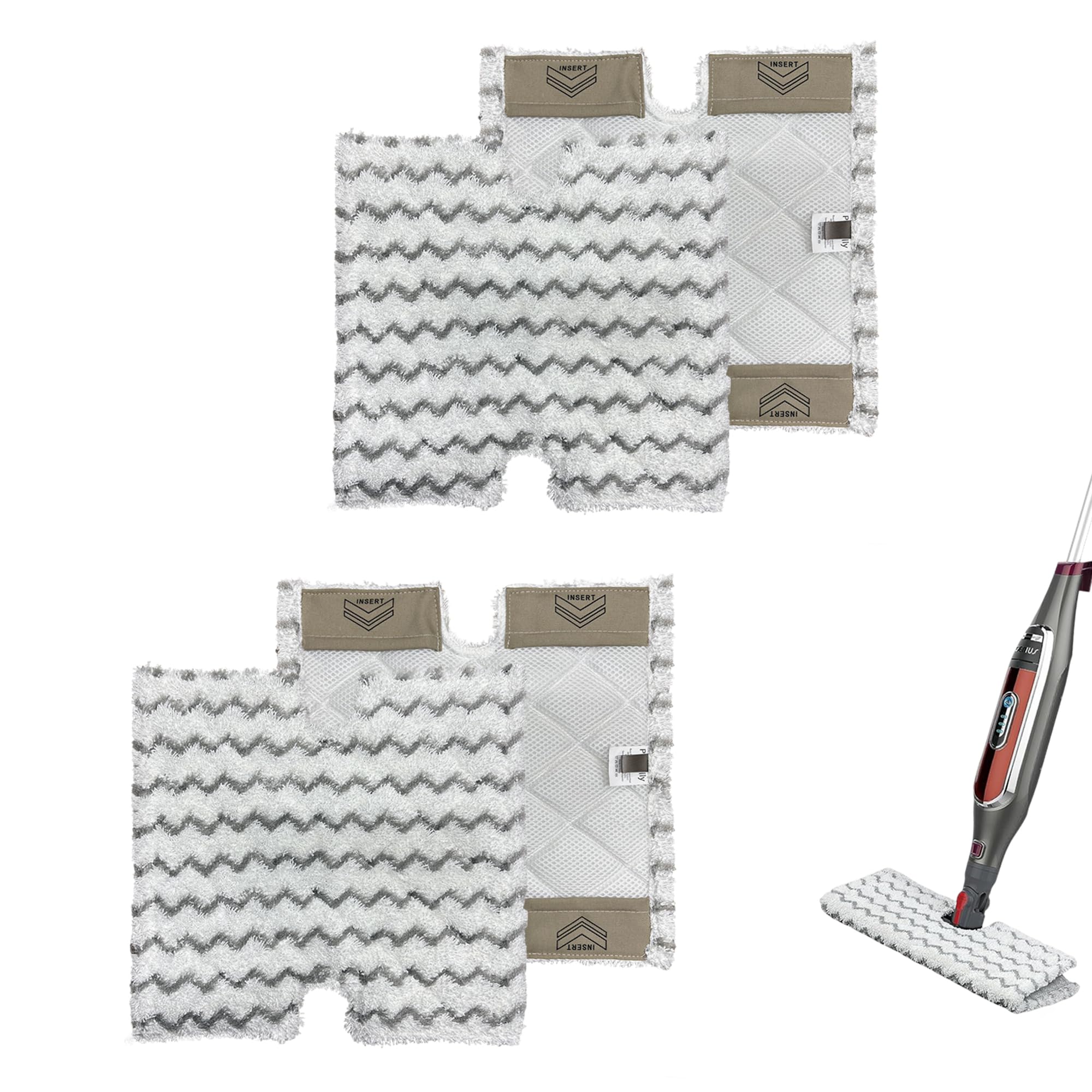 Zestaw 4 podkładek do mopa parowego Shark Lift-Away Pro Genius S3973, S3973D, S3973WM, S5002Q, S5003A, S5003D, S5004, S6001W, S6002, S6002C, S6003D, S6003W, bezdotykowy, zmywalny, 4-pak Wymienne