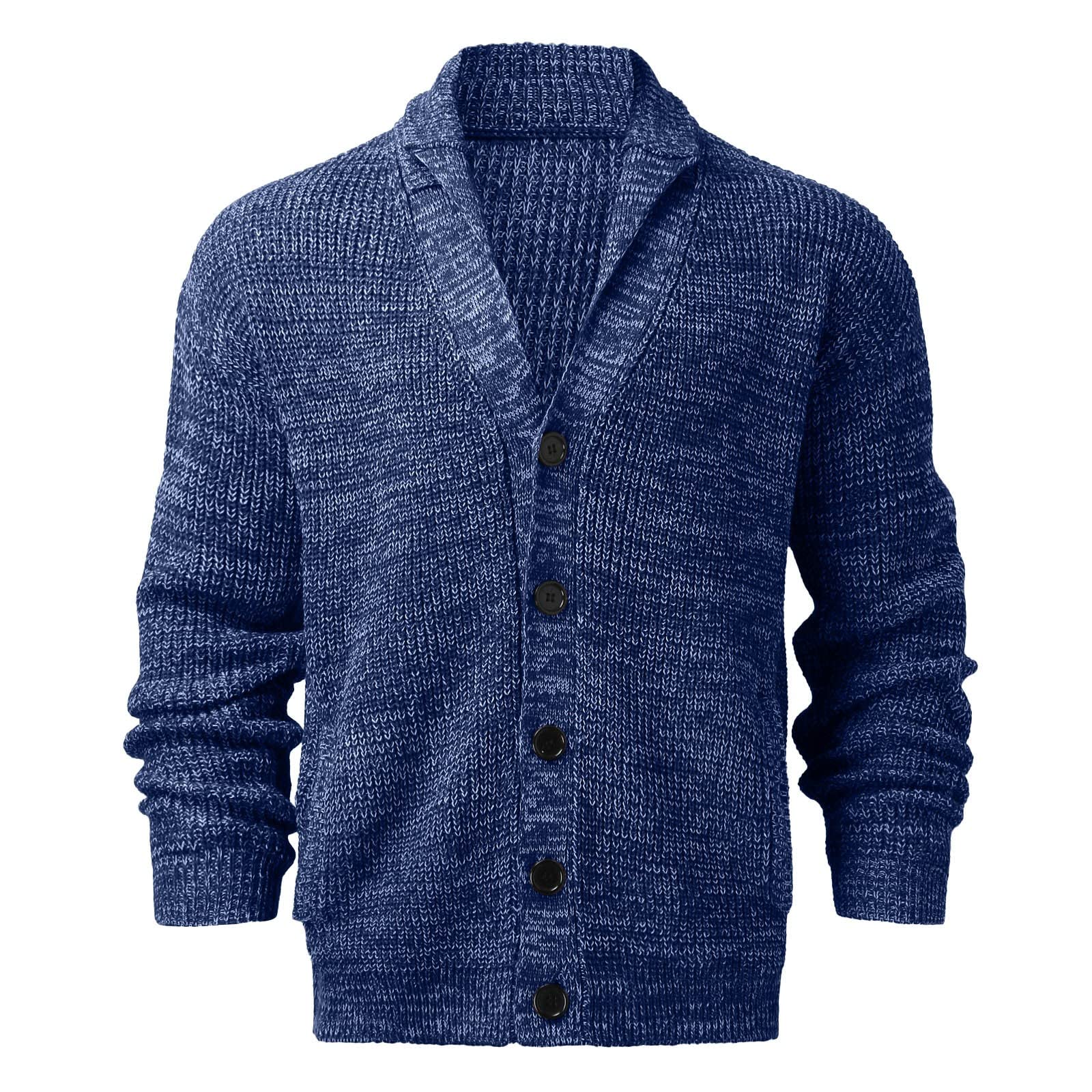 Generisch Strickjacke Herren Schalkragen Zopfstrick Cardigan Knopfleiste Vorne Offen Strickpullover Winterpullover Casual Winter Thermo Sweater Einfarbig Arbeitspullover Herrenpullover