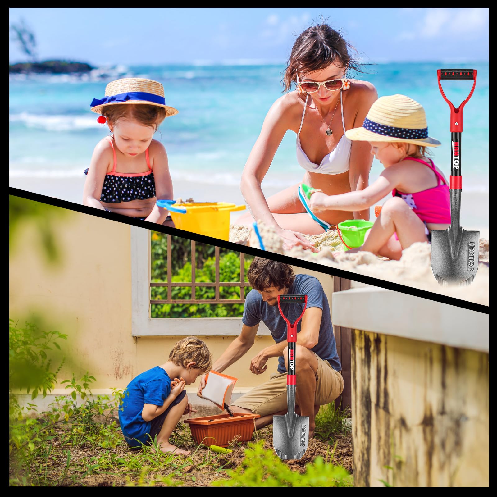Palas para excavar pequeñas palas de jardín, mini pala de camping, pala de supervivencia para niños, pala de coche, 28 pulgadas