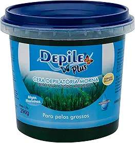 Depile Plus Cera Depilatória Morna para Pelos Grossos, Algas Marinhas, 290g