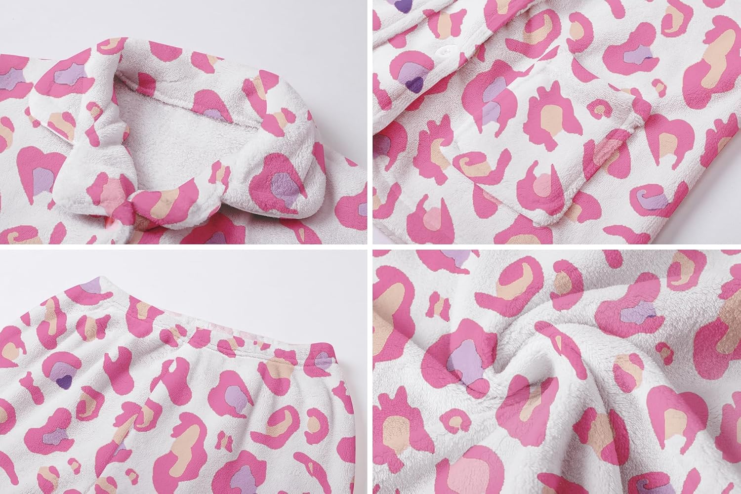 Umeyda Girls Fleece Pajamas Long Sleeve Flannel Button Down Sleepwear Kids Soft Fuzzy 2 Pieces Pjs Loungewear Sets - Image 6