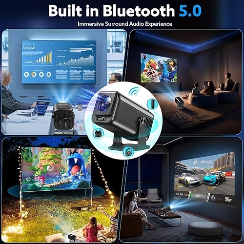 Miniatura 4 de Mini proyector con Wifi y Bluetooth, soporte 4K 1080P Proyector portátil giratorio de 180 Proyector de película de pantalla de 120 pulgadas Auto