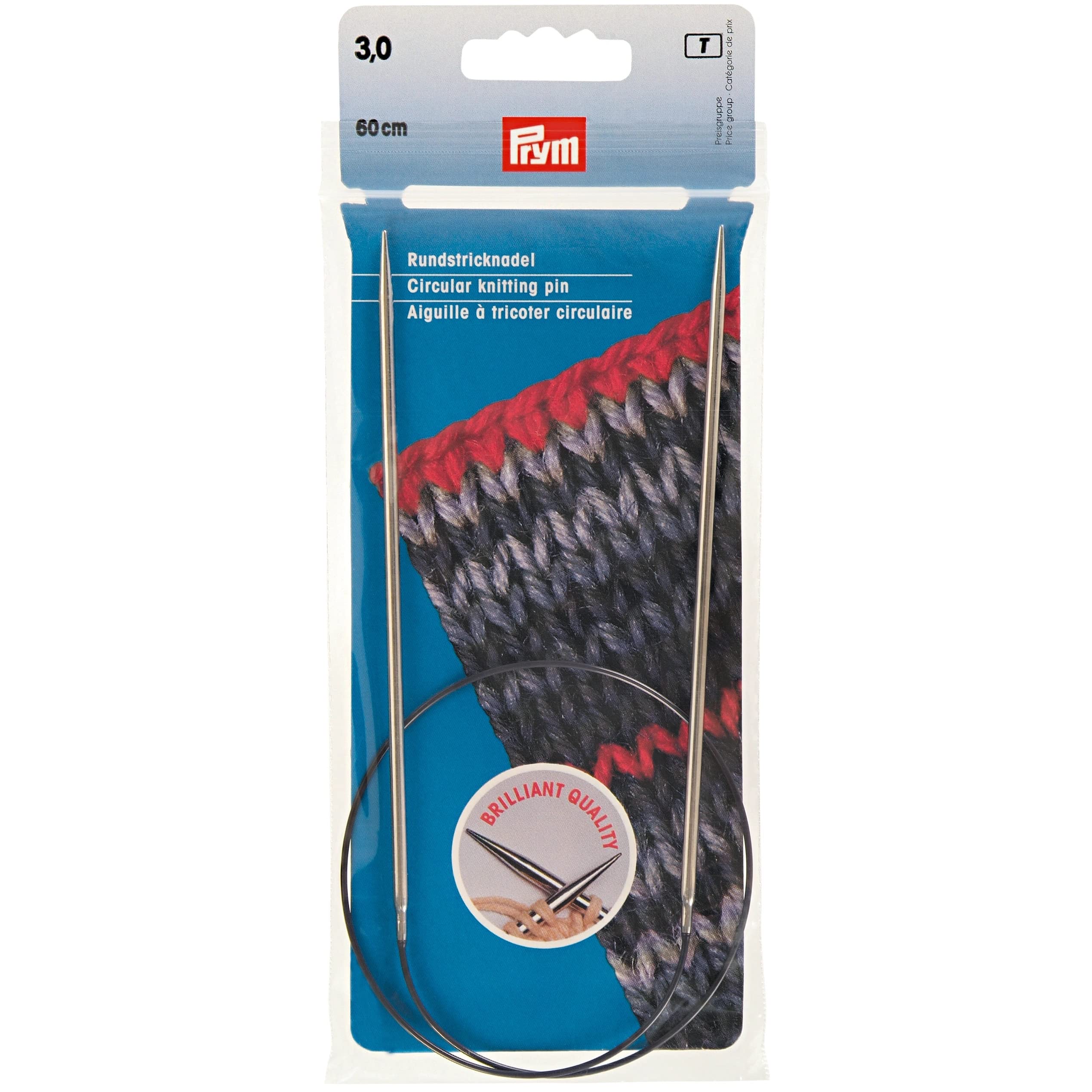 Circular Knitting pins Brass 60 cm 3.00 mm Silver col