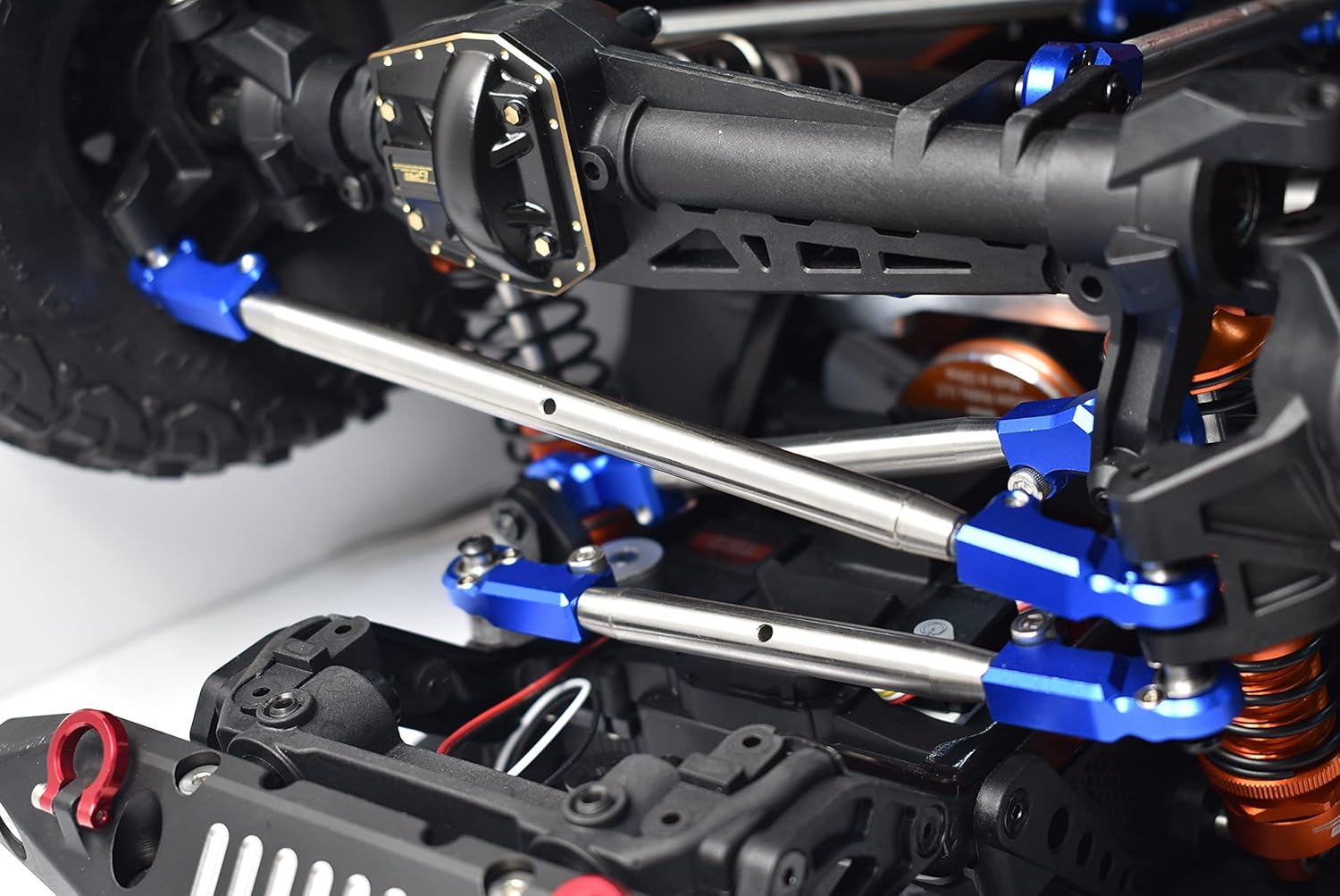 Front Steering Tie Rod Aluminum Ball Ends For Axial 1/6 SCX6 Jeep JLU Wrangler AXI05000-4Pc Set Blue