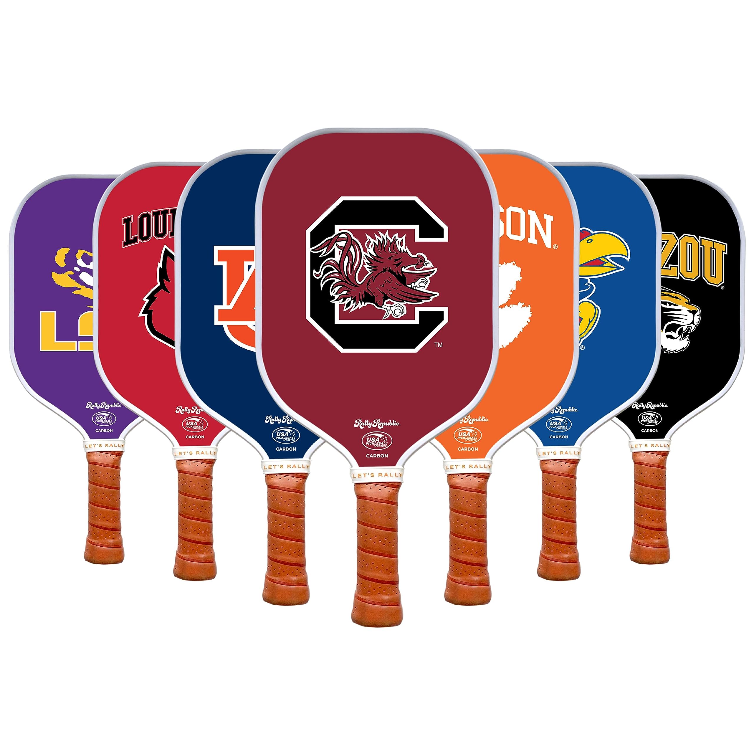 Rally Republic Officially Licensed Collegiate Pickleball Paddle - USA Pickleball Association Approved Racket - Lightweight Honeycomb Core, Carbon