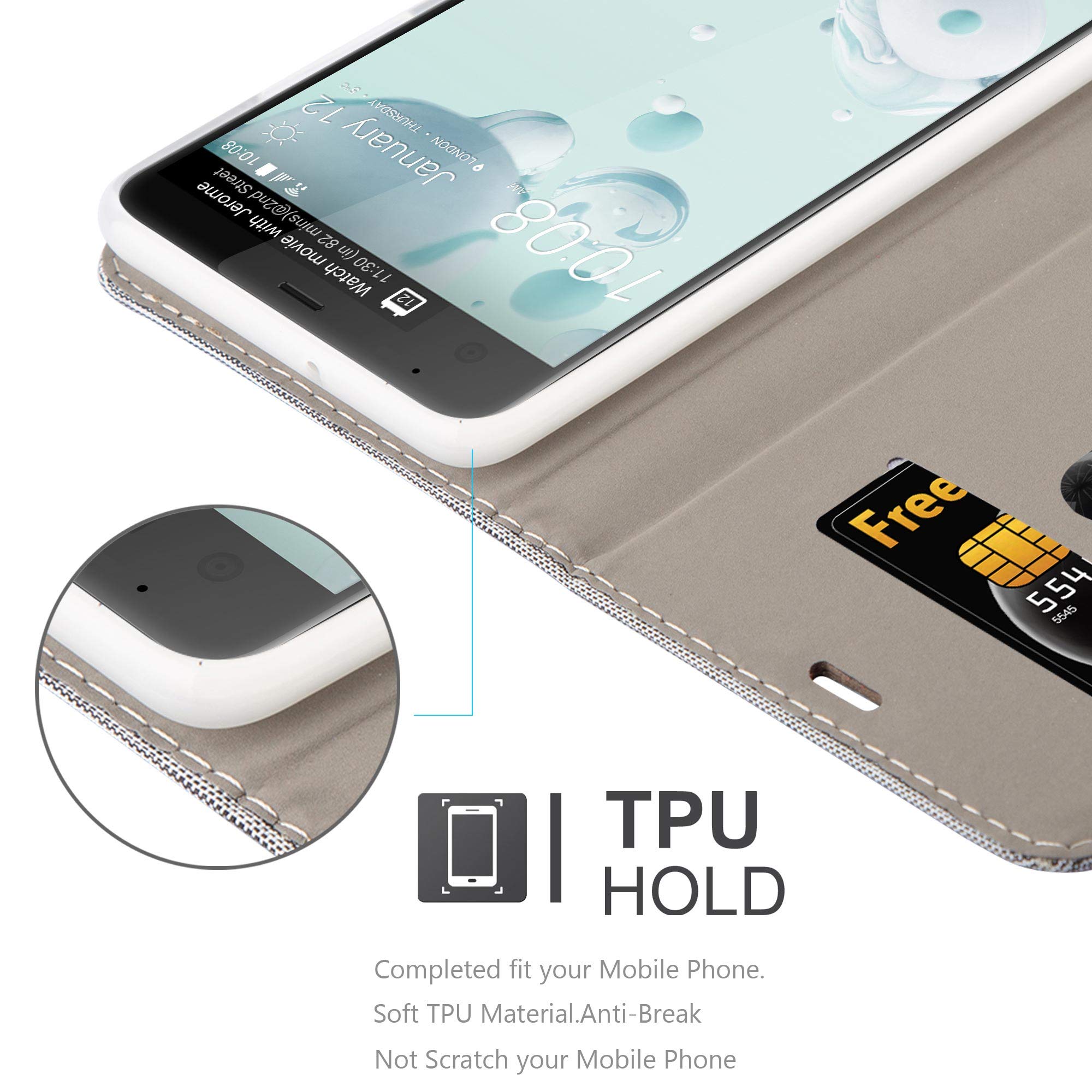 Cadorabo cover per HTC Desire 12 PLUS cover protettiva in marrone cover per telefono cellulare custodia a libro custodia
