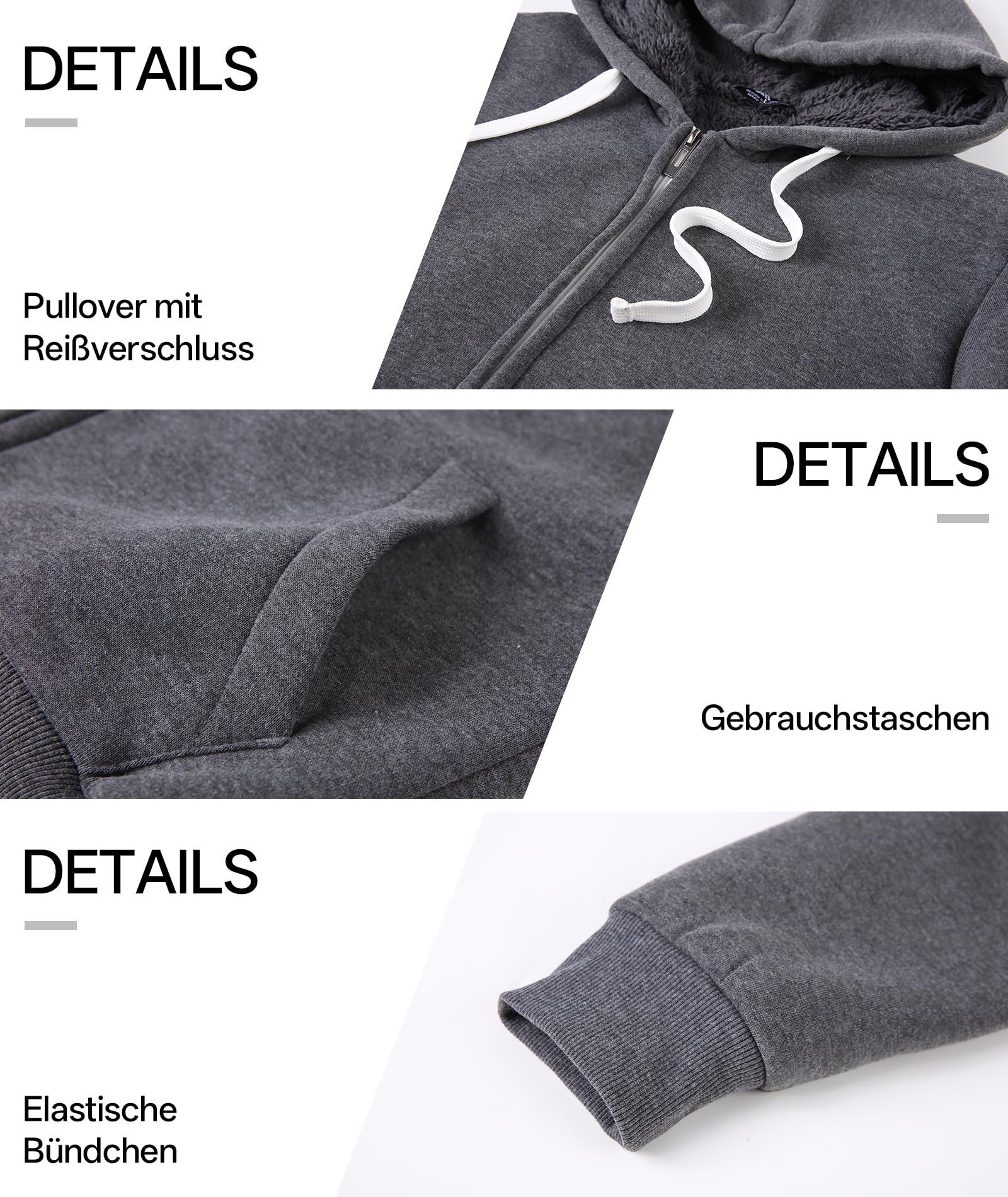 GEEK LIGHTING Felpa Donna con Cappuccio Foderata in Pile Calda Giacca Invernale con Zip Felpa Pile Donna Teddy Hoodie con Cerniera Sweatshirt Inverno Autunno S-2XL