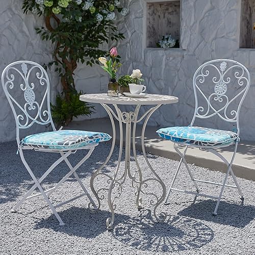 Miniatura 5 de JMGBird Juego de 4 cojines para sillas de exterior, cojines de asiento de patio de 16 x 17 pulgadas de ancho con lazos para sillas de comedor,