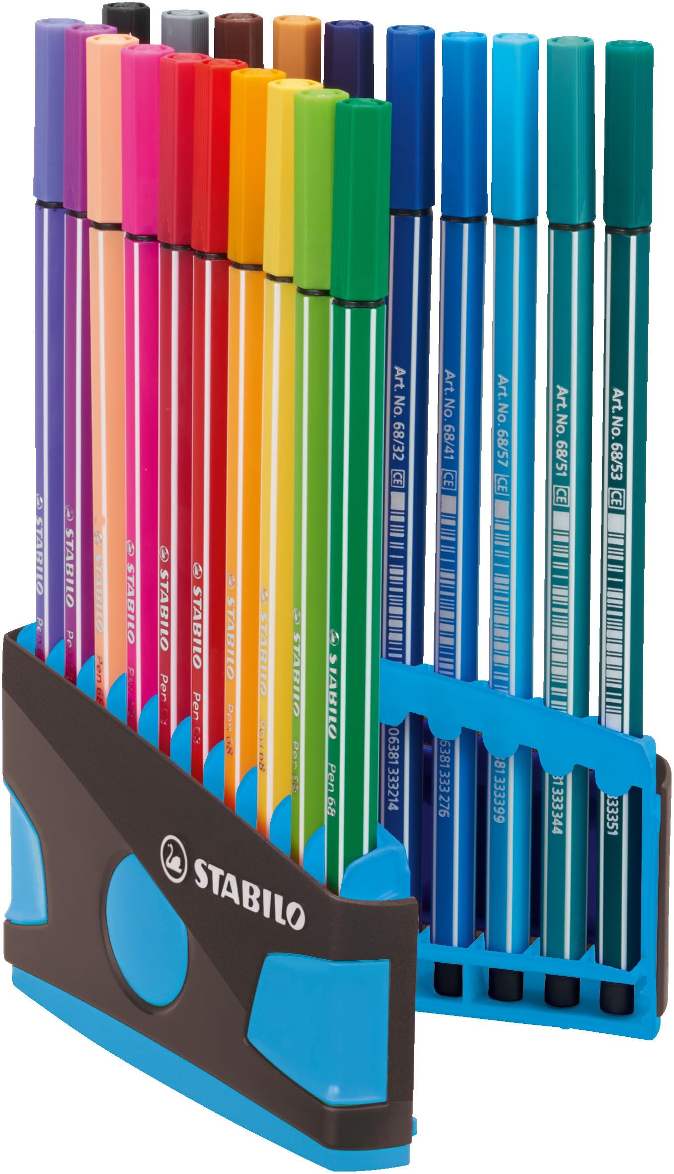 STABILO - Premium-Filzstift - Pen 68 ColorParade - 20er Tischset in anthrazit/hellblau - mit Hängelasche