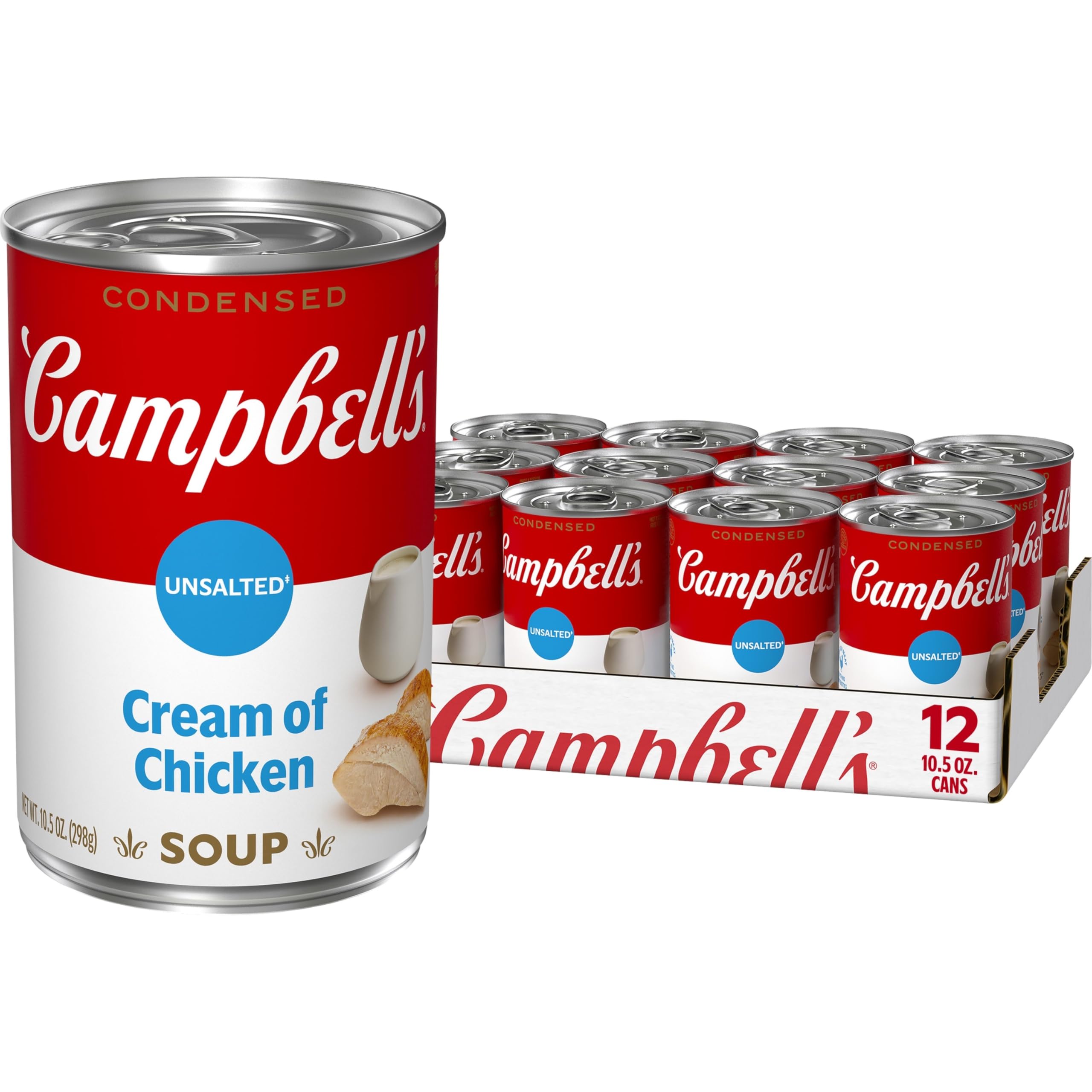 Campbell's Condensed Unsalted Cream of Chicken Soup, 10.5 oz Can (12 Pack)